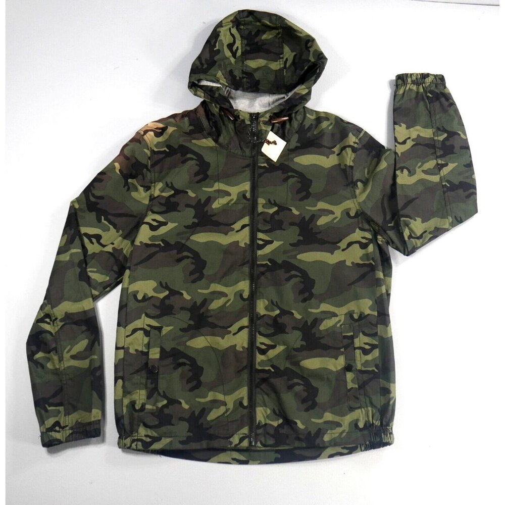 Green Camo Hooded Full Zip Twill Light Jacket  Nomad Mens Medium    ***